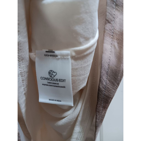 Express NWT Neutral Watercolor Portofino Half Button Up Midi Shirt Dress NWT - Picture 14 of 15